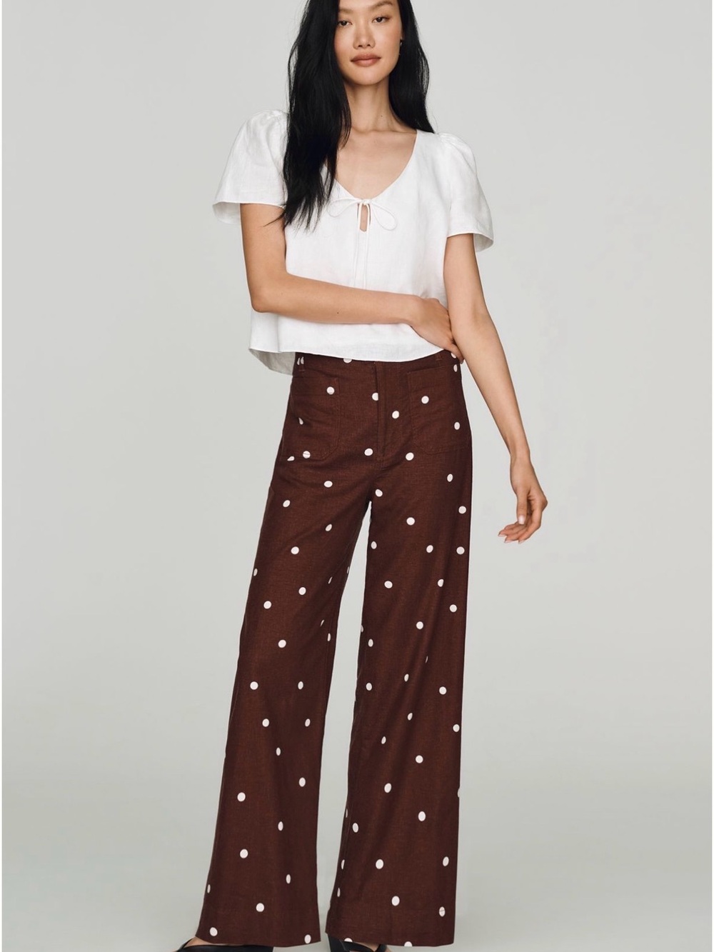 Anthropologie Maeve Collette European Linen Stretch Full Lengt Wide-Leg Trousers